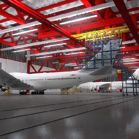 Aircraft Maintenance Hangar Scene